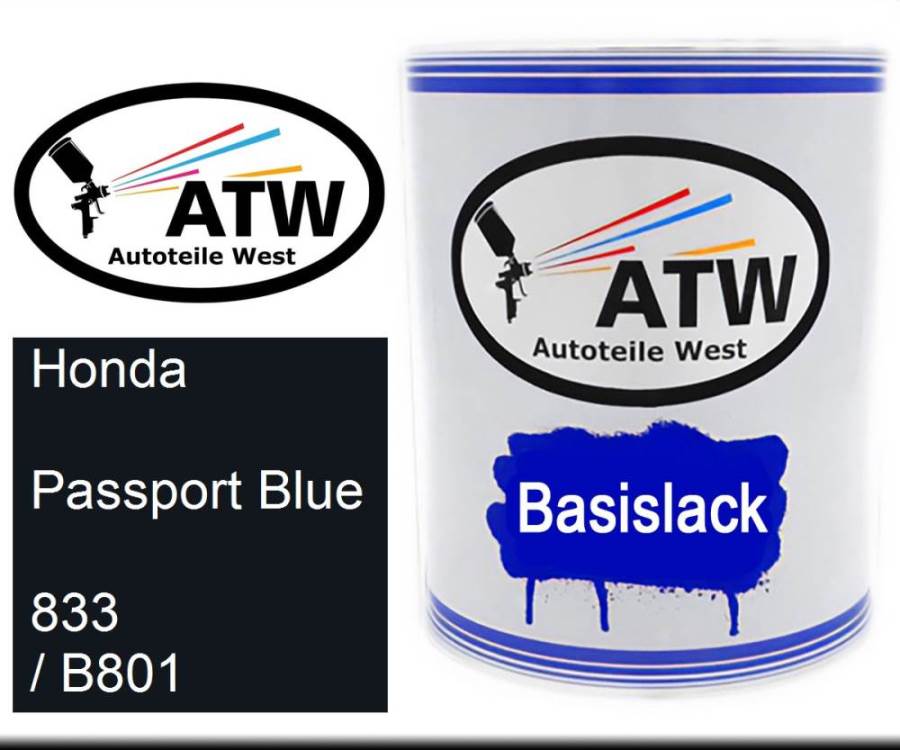 Honda, Passport Blue, 833 / B801: 1L Lackdose, von ATW Autoteile West.